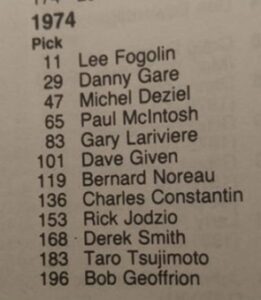 1974 NHL draft with Taro Tsujimoto at pick 183