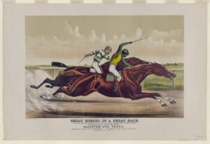 Great horses in a great race. A J. Cameron. Abstract by Currier & Ives.
