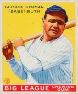 1933 Goudey baseball card of Babe Ruth of the New York Yankees