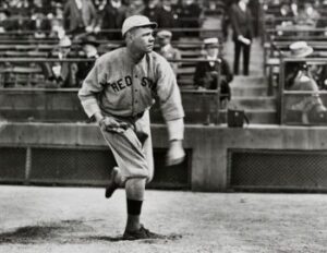 Babe Ruth throwing a pitch for the Boston Red Sox