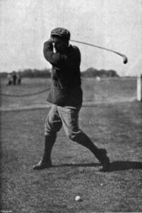 Harold Hilton swinging golf club