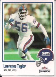 Lawrence Taylor Fleer Throwbacks card with the New York Giants
