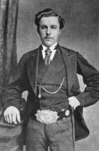 Scottish golfer 'Young' Tom Morris (1851 - 1875) wearing the British Open belt which he won four times. provided by James Hardie