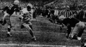 From Pittsburgh Post-Gazette: Steve Van Buren of the Eagles scores first touchdown in 1947 Eastern Division title game.