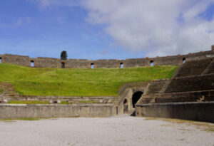 inside the arena at the Pompeii amphitheatre