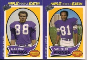 Alan Page (Defensive Tackle) and Carl Eller (Defensive End) of the Minnesota Vikings football cards