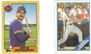 Keith Hernandez and Gary Carter (New York Mets) football cards