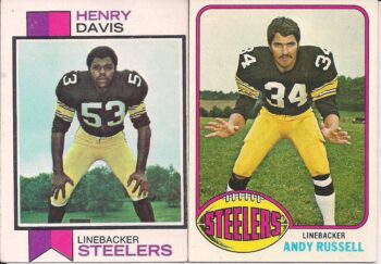 Henry Davis and Andy Russell (Linebackers) Pittsburgh Steelers football cards