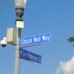 Street sign for Chuck Noll Way as it appeared in July 2022.