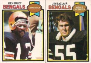 Ken Riley (CB) and Jim LeClair (LB) Cincinnati Bengals football cards