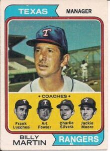 Billy Martin (Manager) Texas Rangers baseball card