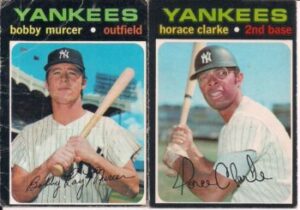 Bobby Murcer (Outfield) and Horace Clarke (2nd Base) New York Yankees baseball cards