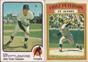Mel Stottlemyre (Pitcher) and Fritz Peterson (Pitcher) New York Yankees baseball cards