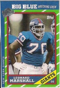 Leonard Marshall (Defensive End) New York Giants football card