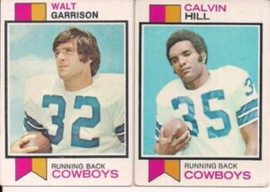 Walt Garrison (Running Back) and Calvin Hill (Running Back) Dallas Cowboys football cards.