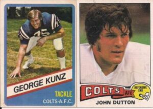 George Kuntz (Tackle) and John Dutton (Defensive End) Baltimore Colts football cards
