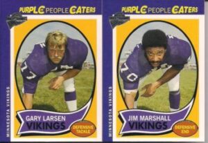 Gary Larsen (Defensive Tackle) and Jim Marshall (Defensive End) Minnesota Vikings football cards