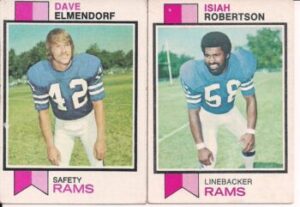 Dave Elmendorf (Safety) and Isiah Robertson (Linebacker) LA Rams football cards