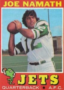 Joe Namath (Quarterback) New York Jets football card