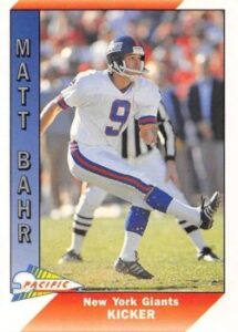 Matt Bahr (Kicker) New York Giants football card