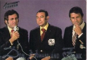 Monday Night Football announcers - Don Meredith, Howard Cosell and Frank Gifford football card